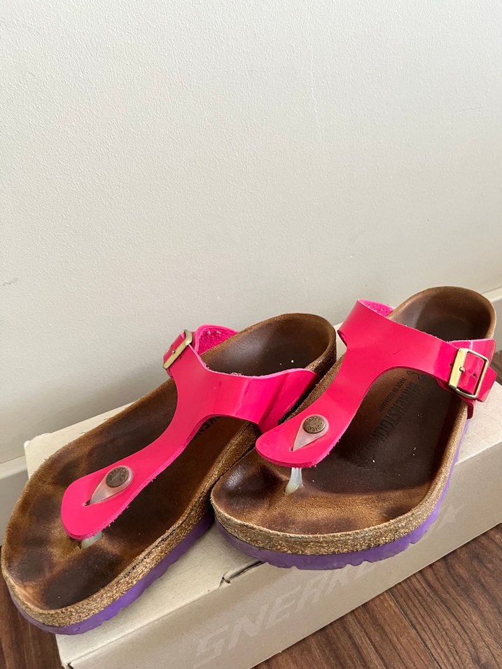 Birkenstock Kadın Pembe Tokalı Dolgu Topuk Terlik - Görsel 2