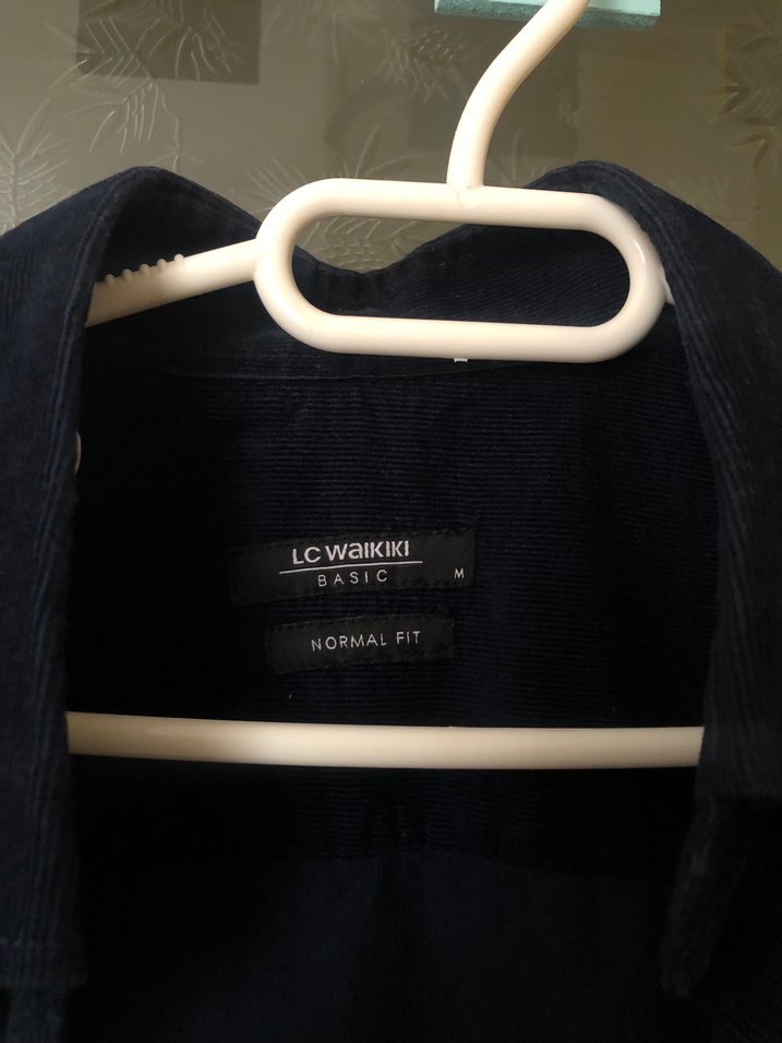 Erkek Lacivert Keten Gömlek, Düğmeli, Uzun Kollu - Görsel 2