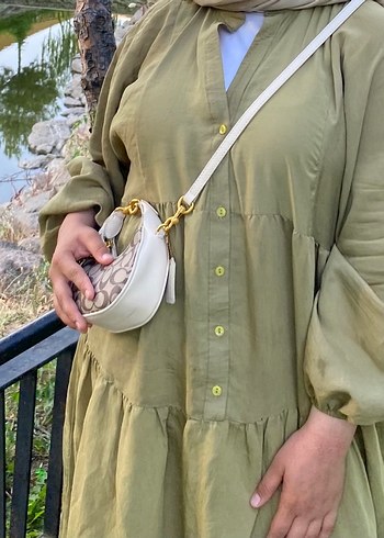 Kadın Haki Düğmeli Uzun Rahat Elbise