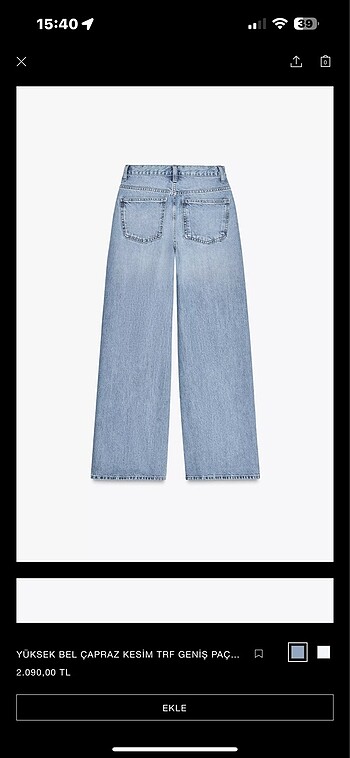 Zara Zara yüksek bel çapraz kesim trf jean pantolon