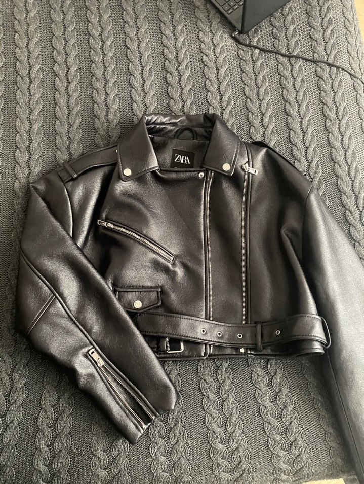 Zara parlak kahverengi deri ceket - Görsel 3