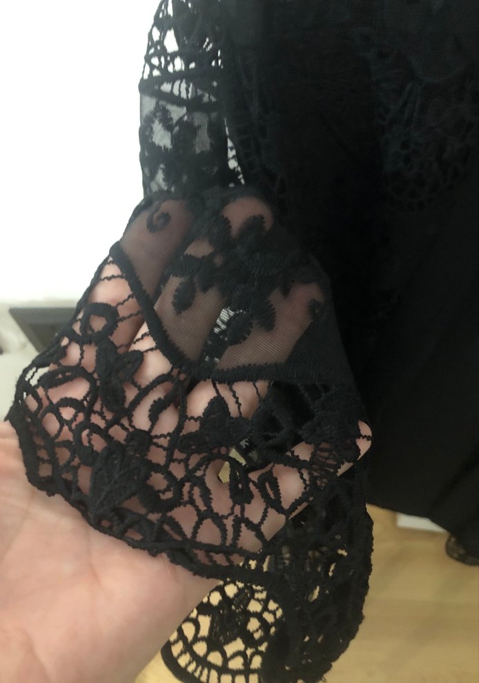 Dantel Detaylı Siyah Goth Bluz - Görsel 2