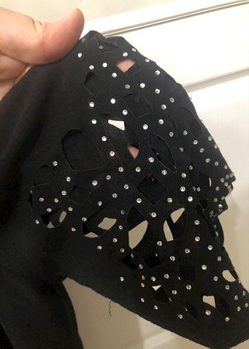 Siyah Düğmeli Kadın Süet Bluz - Görsel 4