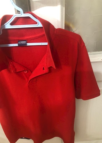 Kırmızı Düğmeli Kısa Kollu Erkek Polo Tişört - Görsel 3