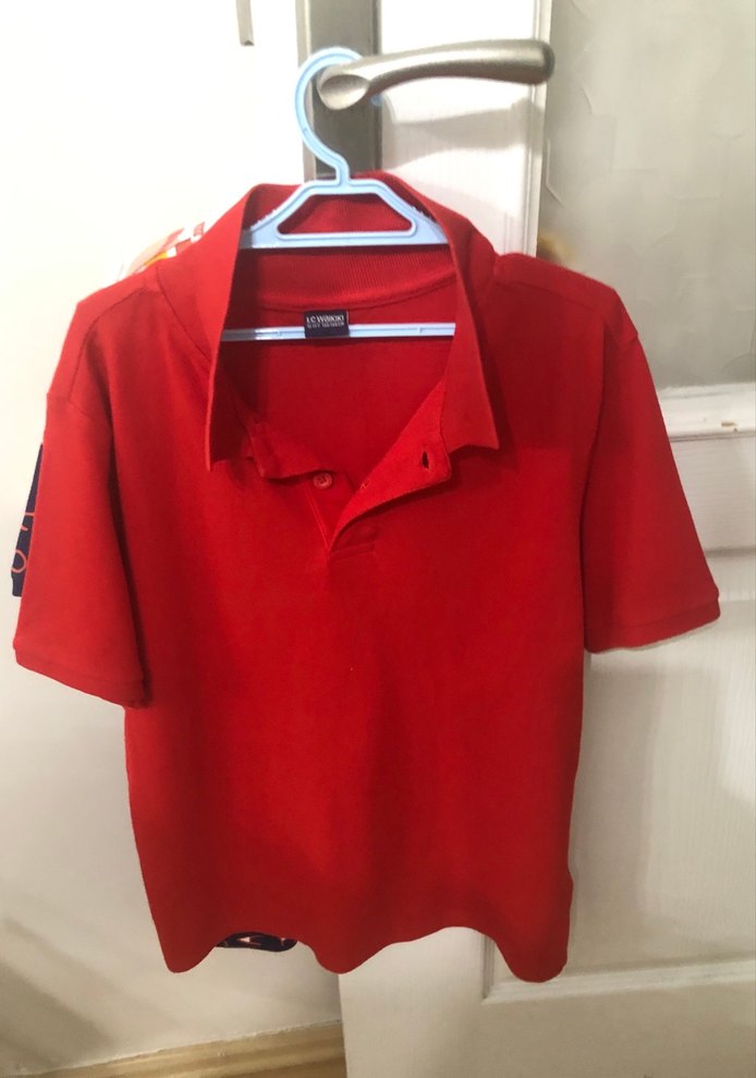 Kırmızı Düğmeli Kısa Kollu Erkek Polo Tişört - Görsel 4