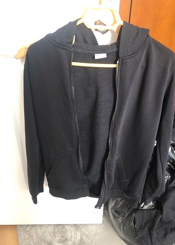 Siyah Fermuarlı Kapüşonlu Erkek Polar - Görsel 2