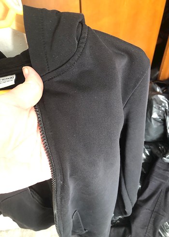 Siyah Fermuarlı Kapüşonlu Erkek Polar - Görsel 3