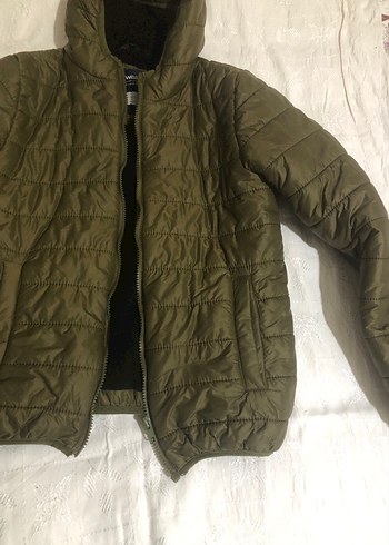 Erkek Çocuk Haki Kapüşonlu Fermuarlı Mont - Görsel 4