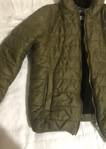 Erkek Çocuk Haki Kapüşonlu Fermuarlı Mont - Görsel 2