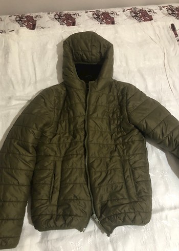 Erkek Çocuk Haki Kapüşonlu Fermuarlı Mont - Görsel 9