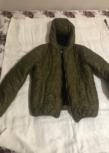 Erkek Çocuk Haki Kapüşonlu Fermuarlı Mont - Görsel 6