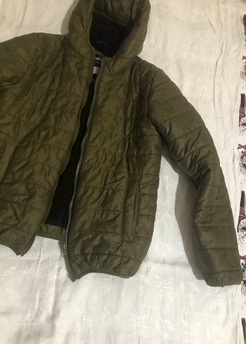 Erkek Çocuk Haki Kapüşonlu Fermuarlı Mont - Görsel 5