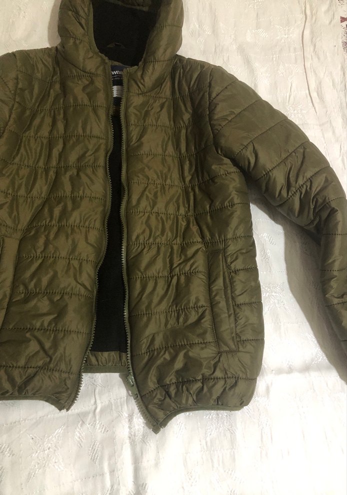 Erkek Çocuk Haki Kapüşonlu Fermuarlı Mont - Görsel 4