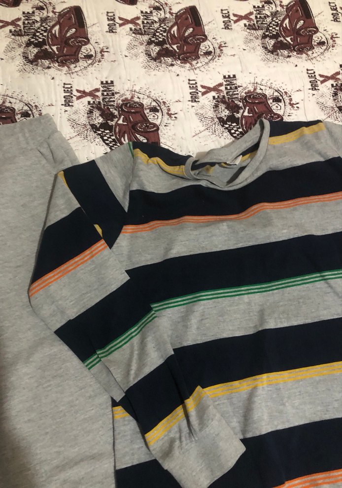 Erkek Gri Çizgili Sweatshirt ve Eşofman Takımı - Görsel 3