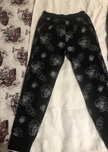 Erkek Çocuk Siyah Baskılı ve Düz Eşofman Altları - Görsel 2