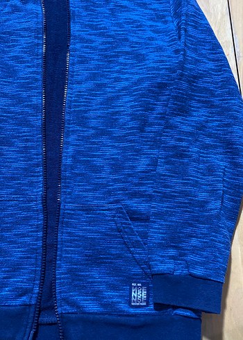 Erkek Çocuk Kapüşonlu Fermuarlı Mavi Sweatshirt - Görsel 5