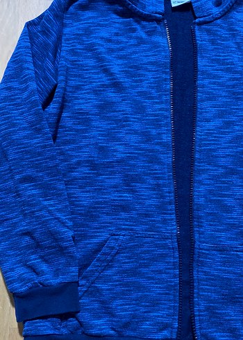 Erkek Çocuk Kapüşonlu Fermuarlı Mavi Sweatshirt - Görsel 2