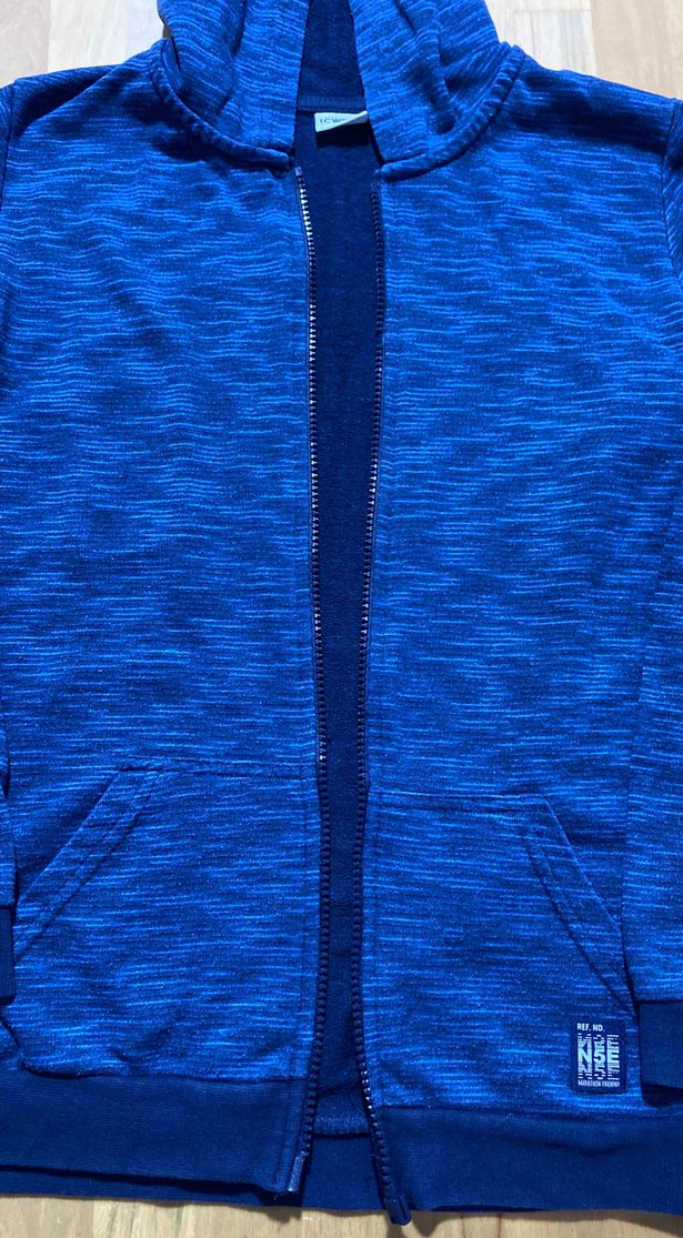 Erkek Çocuk Kapüşonlu Fermuarlı Mavi Sweatshirt - Görsel 4