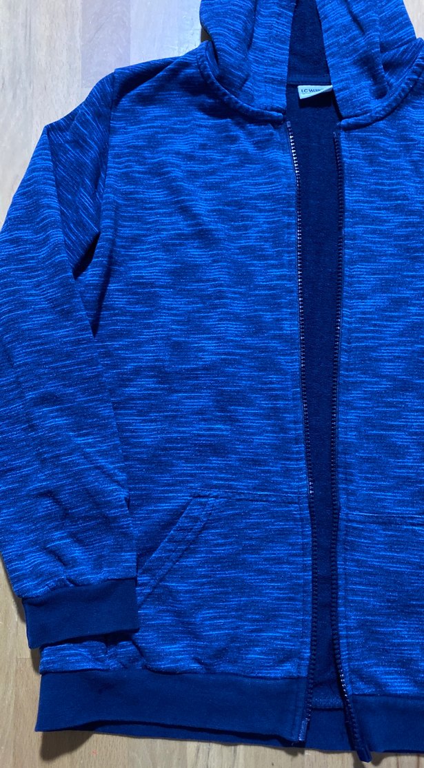 Erkek Çocuk Kapüşonlu Fermuarlı Mavi Sweatshirt - Görsel 2