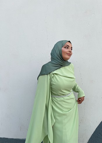 Hafif Haki Drapeli Kadın Sargı Elbise