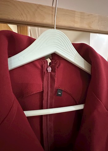 xs Beden bordo Renk Bordo V Yakalı Tulum