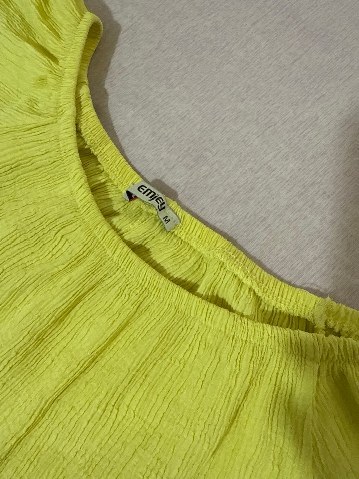 Sarı Dantel Detaylı Bohem Mini Bluz - Görsel 3