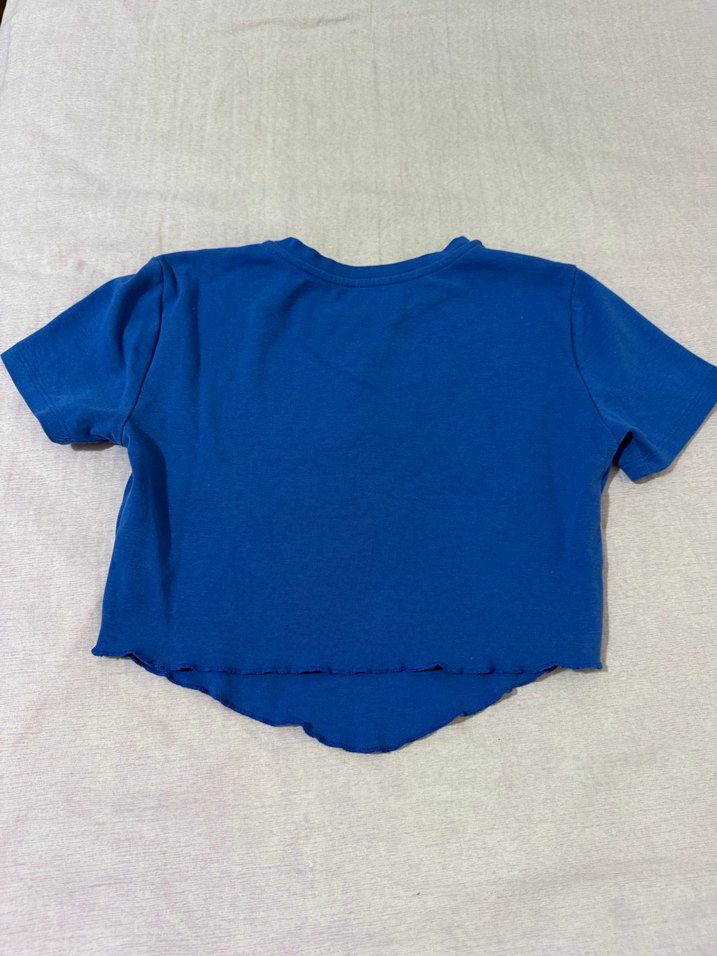 Mavi Mini Kadın Tişört, Kısa Kollu - Görsel 3