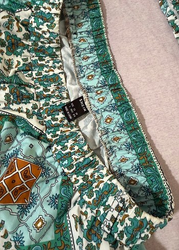 Dantel Detaylı Turkuaz Desenli Bohem Takım - Görsel 2