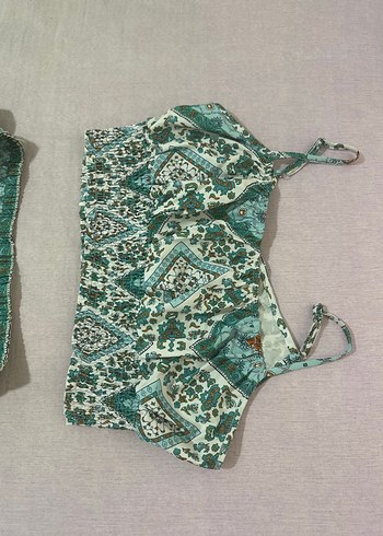 Dantel Detaylı Turkuaz Desenli Bohem Takım - Görsel 3