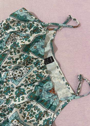 Dantel Detaylı Turkuaz Desenli Bohem Takım - Görsel 4