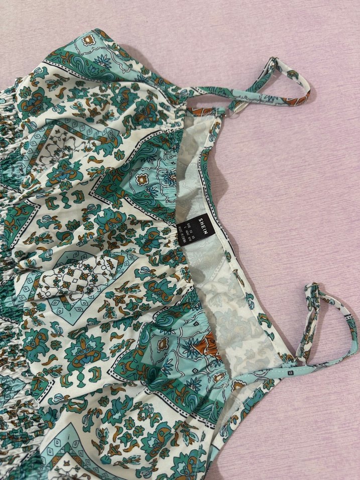 Dantel Detaylı Turkuaz Desenli Bohem Takım - Görsel 4