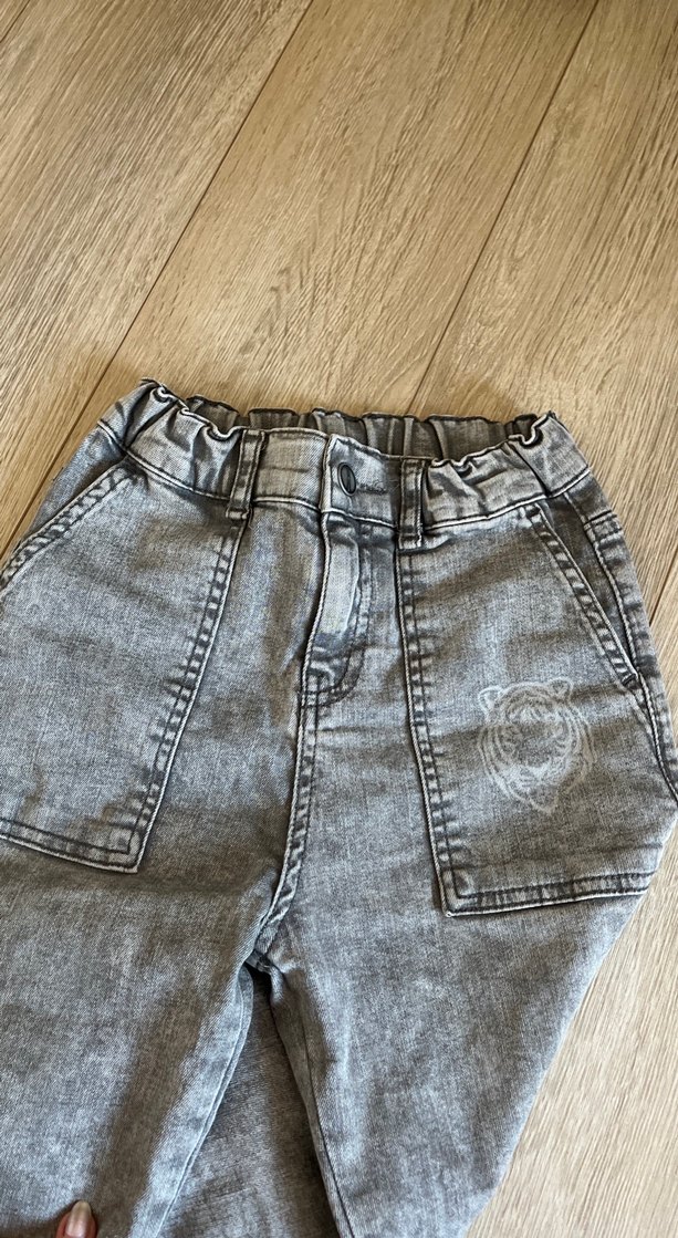 Gri Batik Desenli Çocuk Erkek Kot Pantolon - Görsel 4