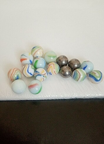 16 Adet Beyaz Seri Bilye Misket - Görsel 2