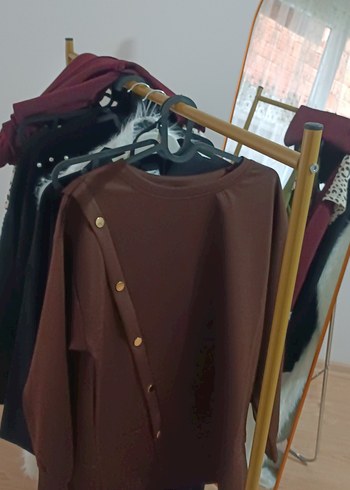 Düğmeli Kahverengi Kadın ikli takım scuba takım  - Görsel 3