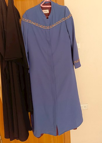 Nakışlı Uzun Kollu Mavi Kadın Elbisesi - Görsel 2