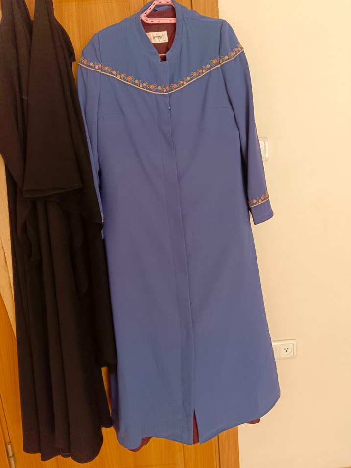 Nakışlı Uzun Kollu Mavi Kadın Elbisesi - Görsel 2