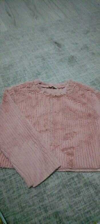 Pembe crop kazak peluş