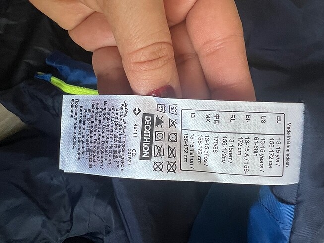 13-14 Yaş Beden lacivert Renk Decathlon yağmurluk