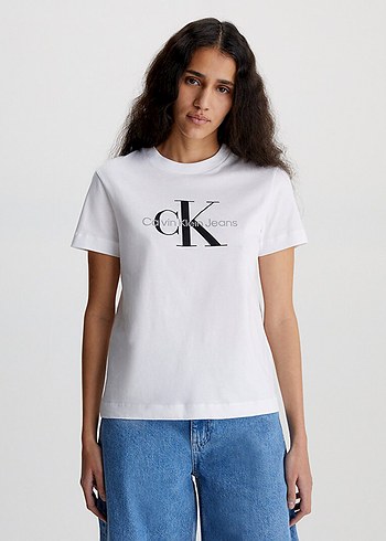 Calvin Klein Beyaz Baskılı Kadın Tişört