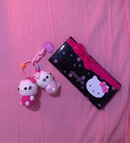 Beden siyah Renk Hello Kitty Cüzdan ve Hello Kitty Çanta Süsleri