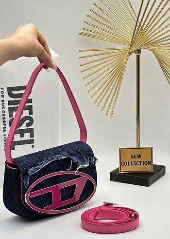 Diesel Kadın Pembe Denim Omuz Çantası