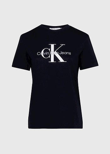 s Beden siyah Renk Calvin Klein Siyah Baskılı Kısa Kollu Tişört