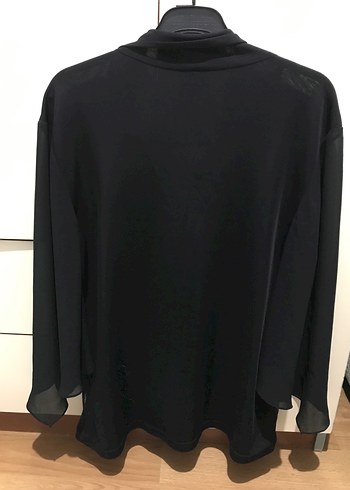 Siyah, Uzun Kollu, Salaş Kesim Kadın Bluz - Görsel 7