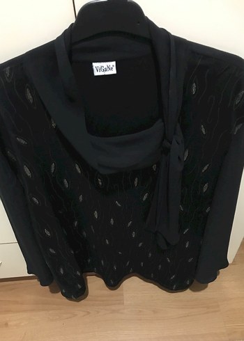 Siyah, Uzun Kollu, Salaş Kesim Kadın Bluz - Görsel 6