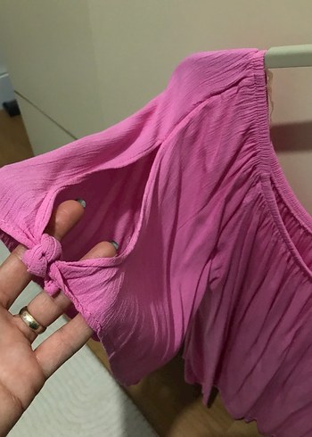 Pembe Pilili Bohem Kadın Bluz - Görsel 3