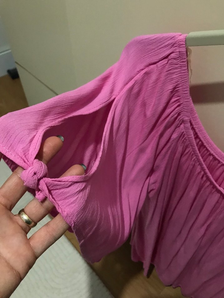 Pembe Pilili Bohem Kadın Bluz - Görsel 3