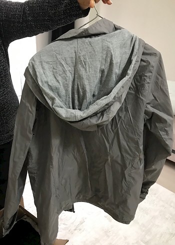 Gri Midi Boy Rüzgarlık Fermuarlı - Görsel 5