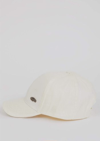 Beyaz Minimalist erkek  çocuk Şapka 5-8yaş - Görsel 3