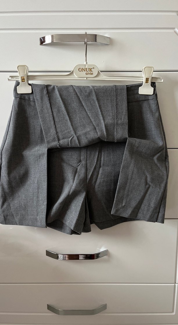 Gri Pliseli Mini Etek - Görsel 4