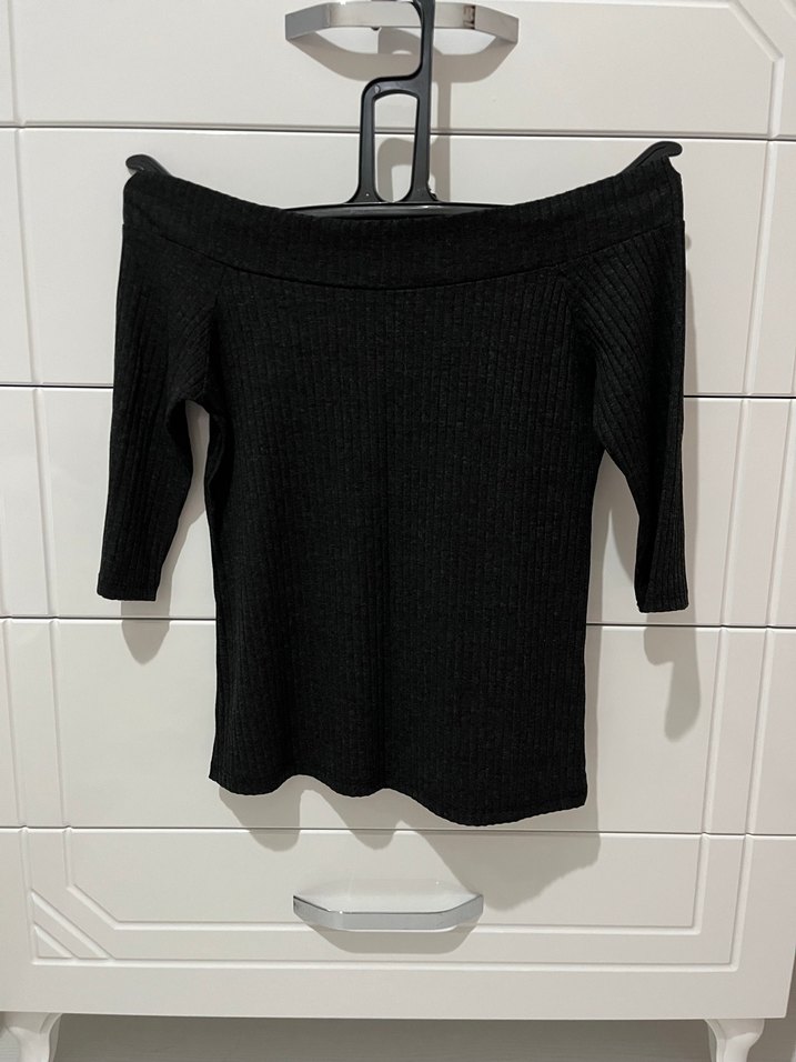 Antrasit Kadın Triko Kayık Yaka Kazak - Görsel 2